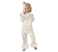 Conjunto de Pantalone Infantil Femenino Diseño Moderno y Agradable para Niñas con Camisa Mangas Largas Pantalones (Beige, 6-7 Years)