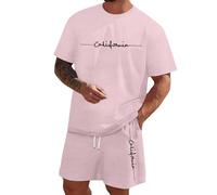 Conjunto de pantalones cortos y camiseta para hombre corto de verano 2 piezas casual traje de playa de manga corta traje de verano para hombre elegante de dos piezas estampado chándal tenis deporte