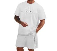 Conjunto de pantalones cortos y camiseta para hombre corto de verano 2 piezas casual traje de playa de manga corta traje de verano para hombre elegante de dos piezas estampado chándal tenis deporte