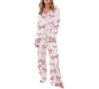 Conjunto de pantalones de chándal para mujer, de invierno, primavera, hogar, ocio, arco amor, holgado, imitación de color, Rosa., L