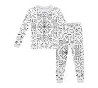 Conjunto de pantalones de ciclismo para niños con camisa pintada a mano para colorear para niños y niñas, dibuja y colorea tus propios diseños, blanco, 6-7 años