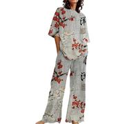 Conjunto de pantalones de pijama largos para mujer, tallas grandes | Pijama de mujer de una pieza, cálido de franela de forro polar, para el tiempo libre, de pana
