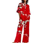 Conjunto de pantalones de pijama largos para mujer, tallas grandes | Pijama de mujer de una pieza, cálido de franela de forro polar, para el tiempo libre, de pana
