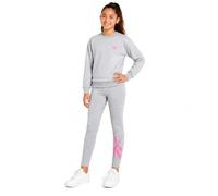 Reebok Conjunto de pantalones para niñas, 2 piezas, camisa ligera de manga larga y leggings para niñas, trajes deportivos transpirables, Gris claro, 8