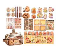 Conjunto de papelería lindo Capybara, Suministros escolares para | Broche de peluche para ropa, para estudiantes periodistas amantes de los animales Adolescentes Artistas Estudio diario