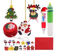 Conjunto de papelería Navidad - Mini Bloc de Notas de Navidad, Bolígrafos de Navidad, Sacapuntas De Lápiz, Stickers Navidad, Papelería Suministros Oficina Escolar, Regalo para cumpleaños y Navidad (C)