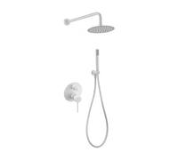 Conjunto de pared para ducha empotrada de diseño moderno en color blanco mate stick Milos de Imex - Blanco / Latón / Imex