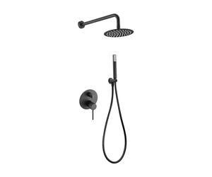 Conjunto de pared para ducha empotrada de diseño moderno en color negro mate stick Milos de Imex - Negro / Latón / Imex