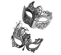 Conjunto de parejas de máscaras de mascarada, máscara de carnaval - 2 fundas para la cara con los ojos vendados para mascarada - Accesorios para de máscaras de disfraces, juego de faciales para pareja