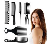Conjunto de Peine Puas Anchas de Estilismo Retro, 6 pcs Peine de Dientes Anchos Multifuncionales Pein e Hombre Peines de Peluqueria Profesional para Hombres y Mujeres para Chico Caballero Salón(Negro)