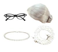 Conjunto de peluca de anciana para mujer, disfraz de abuela para Halloween, n.º A