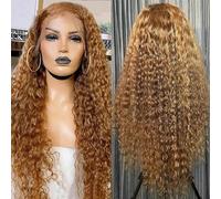 Conjunto De Peluca De Encaje De Pelo Largo Y Rizado Pequeño Africano Cubierta De Cabeza De Peluca De Encaje Naranja De Pelo Largo Y Rizado Europeo Y Americano