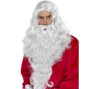 Conjunto De Peluca Y Barba Deluxe Larga De Santa Para Disfraz De Navidad