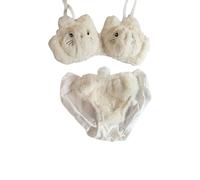 Conjunto de Peluche Sexy y Lindo para el hogar, Ropa Interior cálida de Felpa para Mujer, Conjunto de Sujetador y Braguita con Relleno con Forma de Oso de Peluche (Beige,XL)