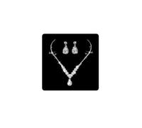 Conjunto de pendientes de collar de boda de plata de ángel de lágrima de cristal Wedity, conjunto de joyería de mujeres y niñas