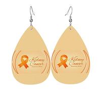 Conjunto de pendientes de lágrima de cuero con cinta naranja para concienciación sobre el cáncer de riñón, pendientes colgantes suaves y ligeros para mujer