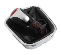 Conjunto de perilla de cambio para Polo 6R 6C 2011-2019, palanca de cambios manual de 5 velocidades con cuero negro y costuras rojas, incluye base de soporte