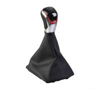 Conjunto de perilla de palanca de cambios manual con cubierta de cuero para Skoda para Octavia 2 A5 para A6 2004-2012, diseño deportivo rojo para automóviles de transmisión manual (5 velocidades)