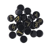 Conjunto de Piedras de Cristal de Runa, Runas de Script de Script de Virgin Conjunto de 25 Piezas Versátiles Exquisitas para la Adivinación (Obsidiana)