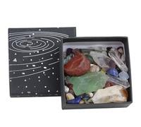Conjunto de piedras preciosas de cristal natural, especímenes de mineral en bruto cuidadosamente seleccionados con caja de regalo, adecuados para la decoración del hogar, yoga, meditación (6 y grava)