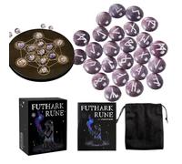 Conjunto de Piedras Rúnicas,Herramientas de Adivinación con Alfabeto Grabado,Juego de Piedras Rúnicas de Color Púrpura - destinado a la Adivinación y la Meditación, para Hombres, Mujeres, Niños, Niñas
