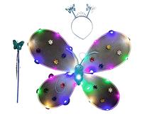 Conjunto de piezas Disfraz de rendimiento LED iluminada Destellos Hada de ángel Vestido de fiesta para niñas Disfraz de cosplay para niños