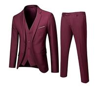 Conjunto de pijama ajustado de 3 piezas para hombre, traje de negocios, boda, fiesta, chaqueta, chaleco y pantalones para parejas, rosso, L