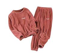 Conjunto de pijama caliente para mujer invierno terciopelo coral abridor grueso más terciopelo de gran tamaño ropa interior casual cómoda ropa de hogar mujer pijama esponja invierno, Rd1, L