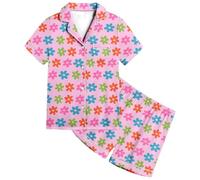 Conjunto de Pijama con Botones y Manga Corta con Estampado de Flores para niños y niñas Albornoz Barato Mujer Franela Niño