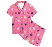 Conjunto de Pijama con Botones y Pantalones Cortos de Manga Corta con Estampado de Animales de Pollo para niños y niñas Patrulla Canina Niña Invierno Mujer Piscina