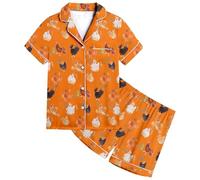 Conjunto de Pijama con Botones y Pantalones Cortos de Manga Corta con Estampado de Animales de Pollo para niños y niñas Patrulla Canina Niña Invierno
