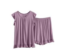 Conjunto de pijama corto de 2 piezas para mujer, sin mangas, chaleco y pantalones cortos, ropa de dormir suave y cómoda, oro rosa, 4XL