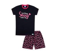 Conjunto de pijama corto de algodón con texto en inglés "I'm Not Always SASSY Sometimes I Sleep", Negro, 12-13 años