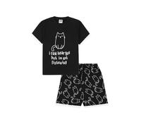 Conjunto de pijama corto de algodón para niñas con texto en inglés "I Can Hear You But I'm Not Listening", Negro, 14-15 años