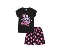 Conjunto de pijama corto de algodón para niñas It's OK Not To Be OK, Negro, 10-11 años
