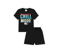 Conjunto de pijama corto de algodón para niños Chill Mode, Negro, 15-16 años