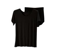 Conjunto de pijama corto para mujer, pijama corto para mujer, verano de gran tamaño, conjunto de camisetas y pantalones cortos, 2 piezas, ancho para Homewear Color liso, ropa de dormir casual Pijama