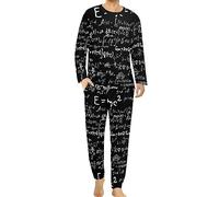 Conjunto de pijama de 2 piezas para hombre, diseño de fórmula física, cálculo matemático, camiseta de manga larga y pantalones, ropa de dormir estampada