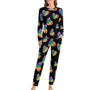 Conjunto de pijama de 2 piezas para mujer, diseño de rompecabezas de concienciación sobre el autismo, conjunto de pijama de manga larga y pantalones, ropa de dormir suave, Estilo:, S