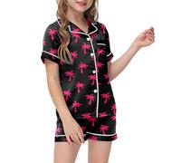 Conjunto de Pijama de 2 Piezas para niños, Conjunto de Pijama con Camisa de Manga Corta con Botones y Pantalones Cortos y Estampado gráfico Traje Navideño Niño Trajes Cole