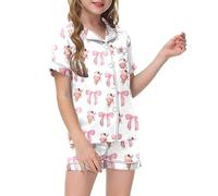 Conjunto de Pijama de 2 Piezas para niños, Conjunto de Pijama con Camisa de Manga Corta con Botones y Pantalones Cortos y Estampado gráfico Trajes Casamiento Trajes De La Chica Maravilla Niña Talla 5