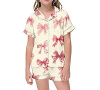 Conjunto de Pijama de 2 Piezas para niños, Conjunto de Pijama con Camisa de Manga Corta con Botones y Pantalones Cortos y Estampado gráfico Vestidos De Baño Niñas Traje De Niña De 9 Años
