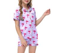 Conjunto de Pijama de 2 Piezas para niños, Conjunto de Pijama con Camisa de Manga Corta con Botones y Pantalones Cortos y Estampado gráfico Traje Navideño Niño Trajes Cole