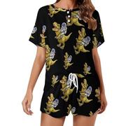 Conjunto de pijama de dinosaurio astronauta para mujer, camisa de manga corta y pantalones cortos, ropa de dormir de 2 piezas, Estilo:, 3XL