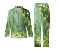 Conjunto De Pijama De Dos Piezas para Hombre - Sol del Bosque Pijama De Manga Larga para Estar En Casa 2 Piezas Top Y Pantalón Suave Y Cálido para Otoño E Invierno. L