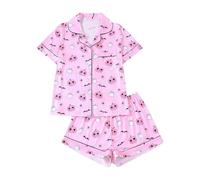 Conjunto de Pijama de Halloween para Mujer, con Cuello Estampado, Manga Corta y Pantalones Cortos, Estilo Europeo. Tacto Albornoz Naranja