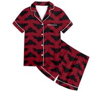Conjunto de Pijama de Halloween para niñas, Estampado de Calabaza y murciélago, Pantalones Cortos de Manga Corta a Rayas, Ropa de Dormir para niños, Atuendo Informal cómodo Mujer Caliente