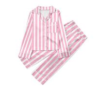 Conjunto de Pijama de Manga Larga con Solapa Abotonada y pantalón con Estampado Informal para niños Grandes Mujer Mujer Invierno Larga Botones