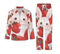 Conjunto De Pijama De Manga Larga para Hombre - Conejo De Dibujos Animados Conjunto De Ropa De Dormir De Dos Piezas para Hombre Ropa Informal para Estar En Casa Ropa De Dormir Transpirable T