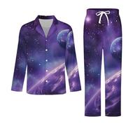 Conjunto De Pijama De Manga Larga para Hombre - El Cielo Estrellado De La Tierra Conjunto De Ropa De Dormir De Invierno Pantalones Y Tops Cálidos De Otoño Transpirables Suaves Ropa De Esta